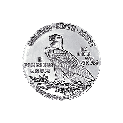 1/10 OZ SILVER ROUND INCUSE INDIAN DESIGN GOLDEN STATE MINT - Image 3