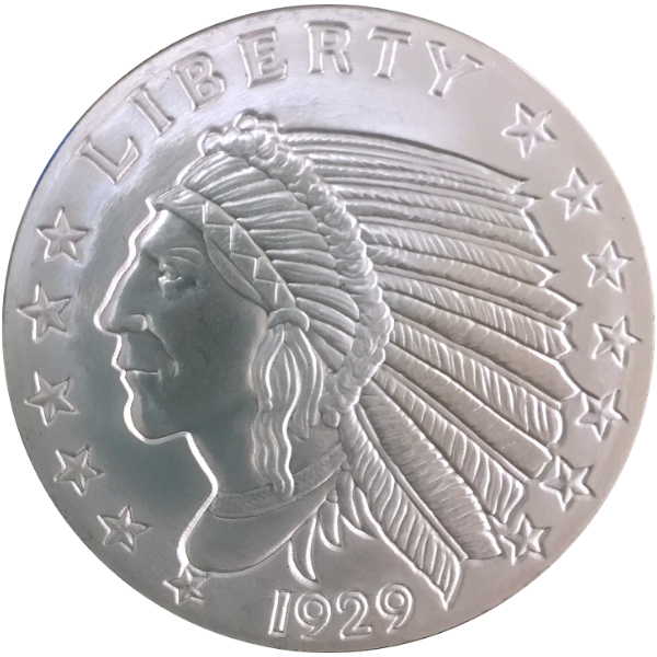 2 OZ SILVER ROUND INCUSE INDIAN DESIGN GOLDEN STATE MINT - Image 3
