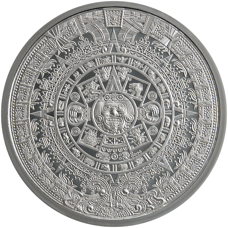 2 OZ SILVER ROUND AZTEC CALENDAR - Image 2