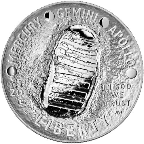 2019 5 OZ SILVER APOLLO 11 50TH ANNIVERSARY COMMEMORATIVE PROOF SILVER DOLLAR - Image 3