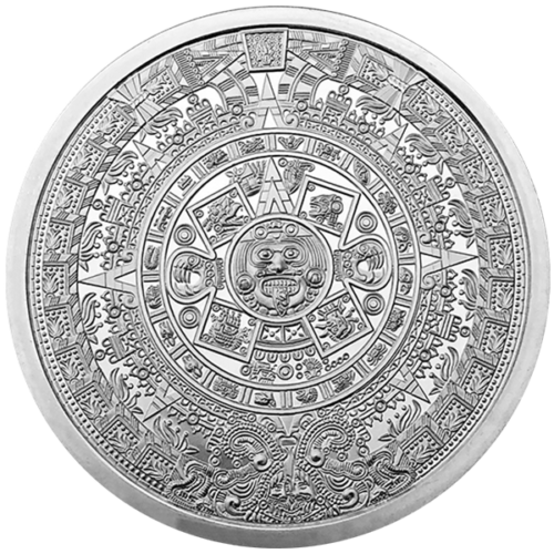 5 OZ SILVER ROUND AZTEC CALENDAR - Image 3