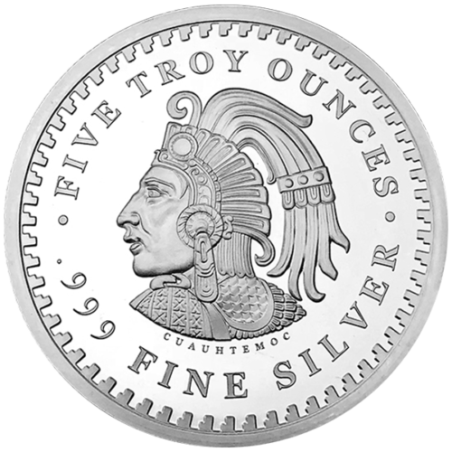 5 OZ SILVER ROUND AZTEC CALENDAR - Image 2