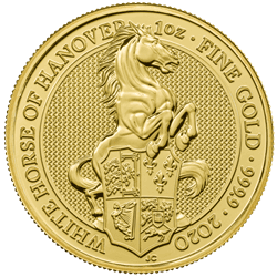 2020 1 OZ GOLD QUEENS BEAST WHITE HORSE OF HANOVER