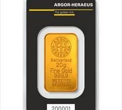 20 GRAM GOLD BAR ARGOR-HERAEUS