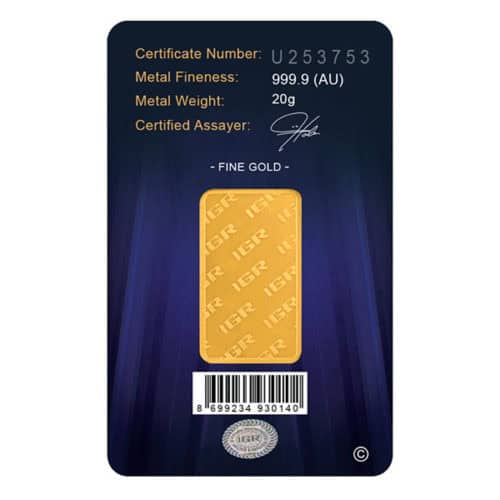 20 GRAM GOLD BAR IGR - Image 3