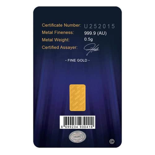 1/2 GRAM GOLD BAR IGR - Image 3