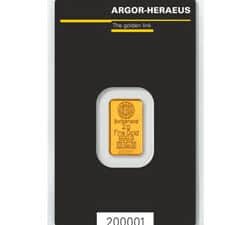 2 GRAM GOLD BAR ARGOR-HERAEUS KINEBAR