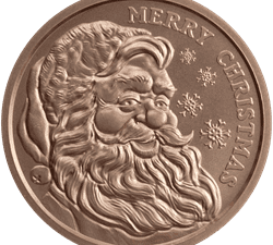 1 OZ COPPER ROUND SANTA GOLDEN STATE MINT