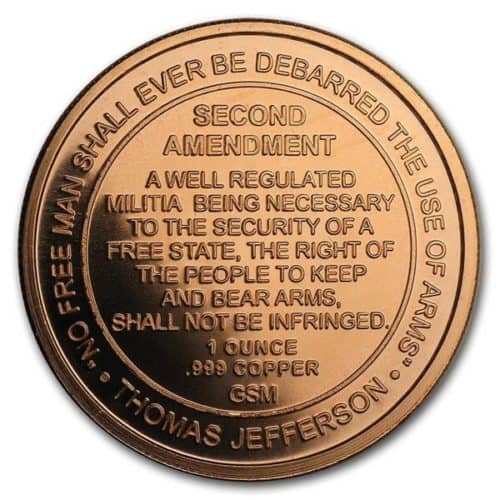 1 OZ COPPER ROUND SECOND AMENDMENT - LOT OF 100 - Image 3