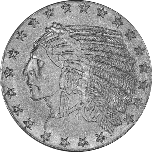 1 OZ SILVER ROUND $5 INDIAN DESIGN - Image 3