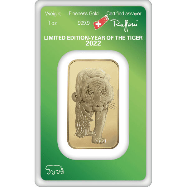 1 OZ GOLD BAR ARGOR-HERAEUS LUNAR YEAR OF THE TIGER - Image 3