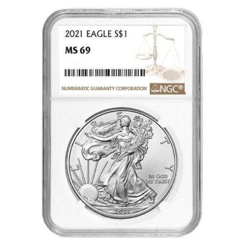 2021 1 OZ SILVER EAGLE S MINT TYPE 1 NGC MS69 - Image 2