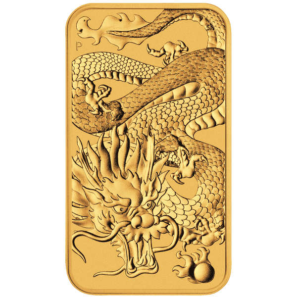 2022 1 OZ GOLD RECTANGULAR COIN PERTH MINT DRAGON - Image 3