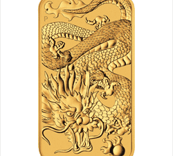 2022 1 OZ GOLD RECTANGULAR COIN PERTH MINT DRAGON