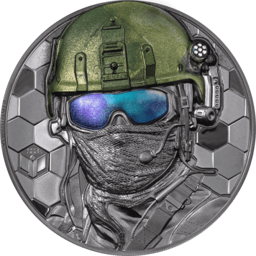 2022 3 OZ SILVER REAL HEROES SPECIAL FORCES BLACK PROOF - Image 3