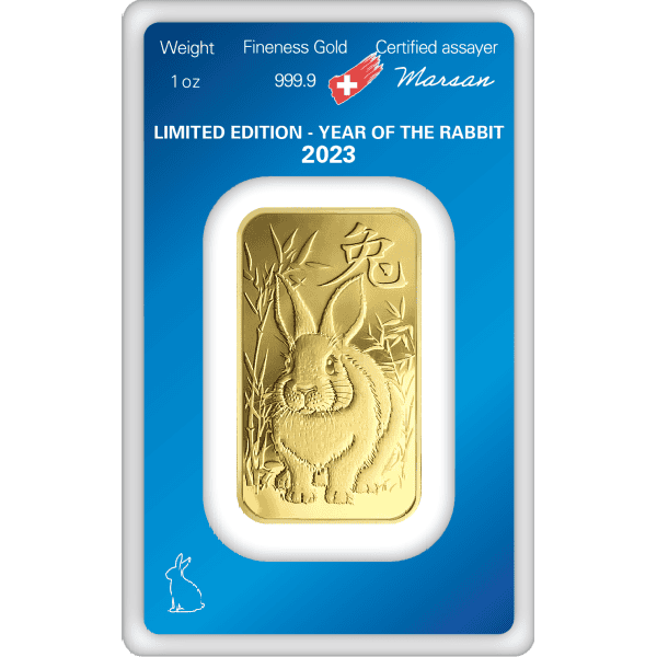 1 OZ GOLD BAR ARGOR-HERAEUS LUNAR YEAR OF THE RABBIT 2023 - Image 3