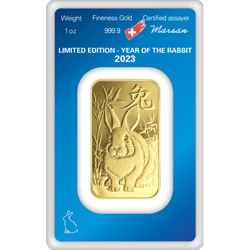 1 OZ GOLD BAR ARGOR-HERAEUS LUNAR YEAR OF THE RABBIT 2023