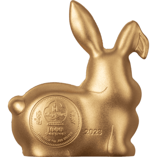2023 1 OZ MONGOLIA SILVER SWEET GILDED RABBIT GI - Image 2