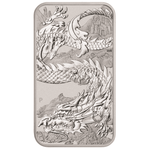 2023 1 OZ SIVLER PERTH MINT DRAGON RECTANGULAR COIN - Image 3
