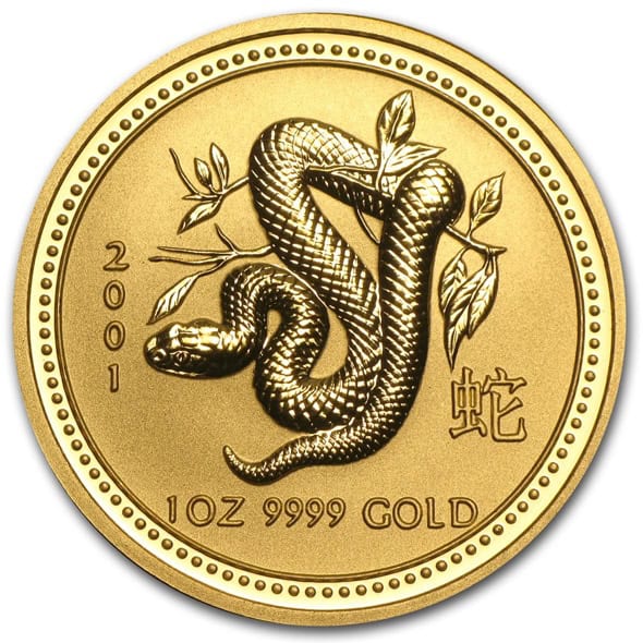 2001 1 OZ PERTH MINT GOLD SNAKE LUNAR SERIES I - Image 2