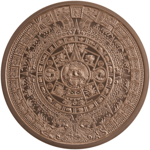 2 OZ COPPER ROUND AZTEC CALENDAR - Image 2
