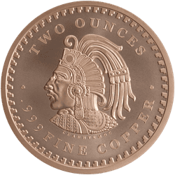 2 OZ COPPER ROUND AZTEC CALENDAR