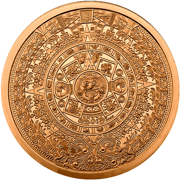 5 OZ COPPER ROUND AZTEC CALENDAR - Image 3