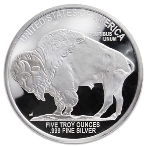 5 OZ SILVER ROUND BUFFALO DESIGN HIGHLAND MINT - Image 3