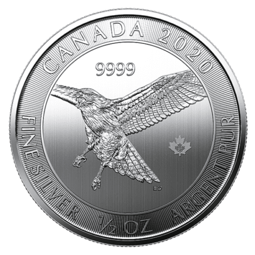 2020 1/2 OZ CANADIAN SILVER REDTAIL HAWK - Image 2