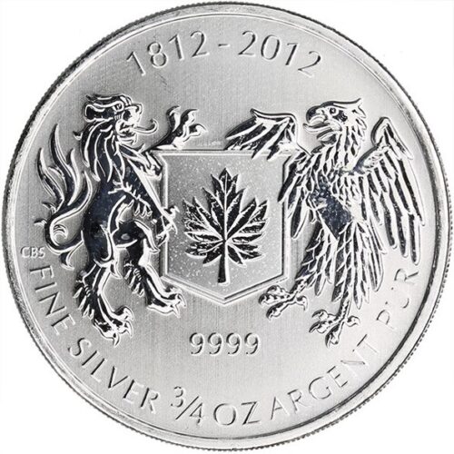 3/4 OZ CANADIAN SILVER MAPLE LEAF WAR OF 1812 - Image 2