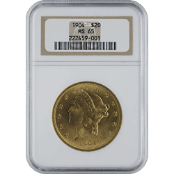 $20 U.S. GOLD LIBERTY NGC65