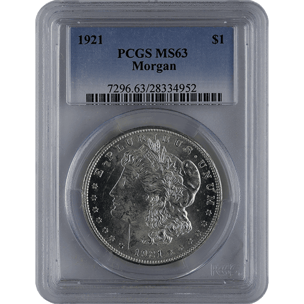 1921 AMERICAN SILVER MORGAN DOLLAR PCGS63 - Image 3