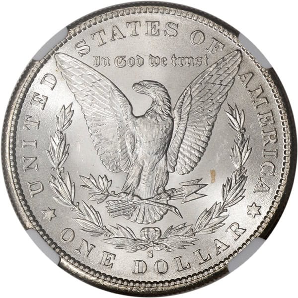 1890-S MORGAN SILVER DOLLAR NGC BU G.T. MORGAN LABEL - Image 5