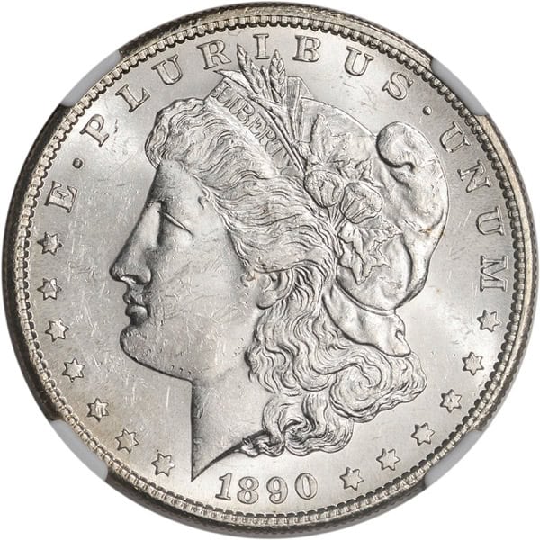 1890-S MORGAN SILVER DOLLAR NGC BU G.T. MORGAN LABEL - Image 4