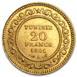TUNISIA 20 FRANC GOLD COIN