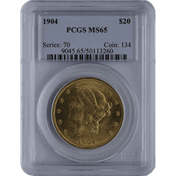 $20 U.S. GOLD LIBERTY PCGS65