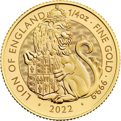 1/4 OZ GOLD TUDOR BEASTS LION OF ENGLAND - Image 2