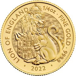 1/4 OZ GOLD TUDOR BEASTS LION OF ENGLAND