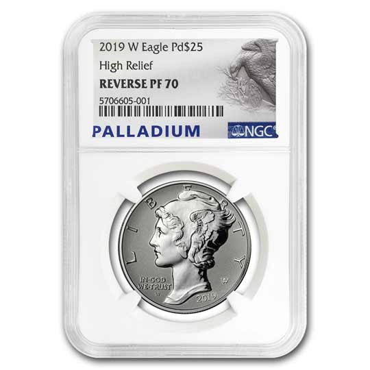2019 1 OZ AMERICAN PALLADIUM EAGLE NGC REVERSE PROOF 70 - Image 2
