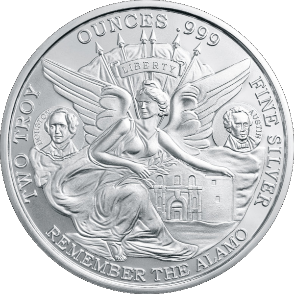 2 OZ SILVER ROUND TEXAS COMMEMORATIVE - Image 2