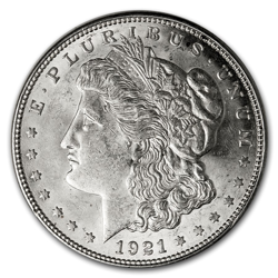 1921 $1 SILVER MORGAN D AU