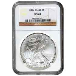 2014 1 OZ AMERICAN SILVER EAGLE NGC69
