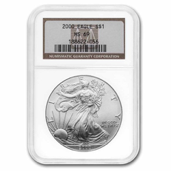 2000 1 OZ AMERICAN SILVER EAGLE NGC69