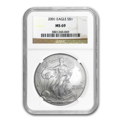 2001 1 OZ AMERICAN SILVER EAGLE NGC69