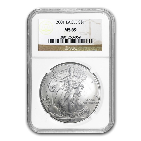 2001 1 OZ AMERICAN SILVER EAGLE NGC69 - Image 2