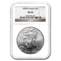 2008 1 OZ AMERICAN SILVER EAGLE NGC69