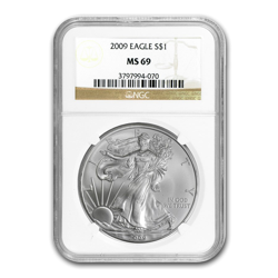 2009 1 OZ AMERICAN SILVER EAGLE NGC69
