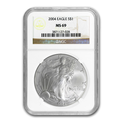 2004 1 OZ AMERICAN SILVER EAGLE NGC69