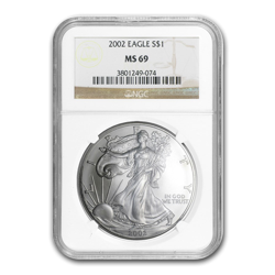2002 1 OZ AMERICAN SILVER EAGLE NGC69