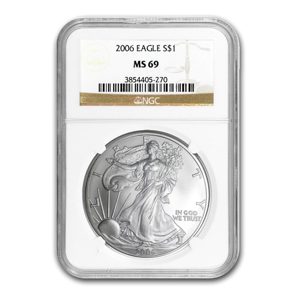 2006 1 OZ AMERICAN SILVER EAGLE NGC69 - Image 2